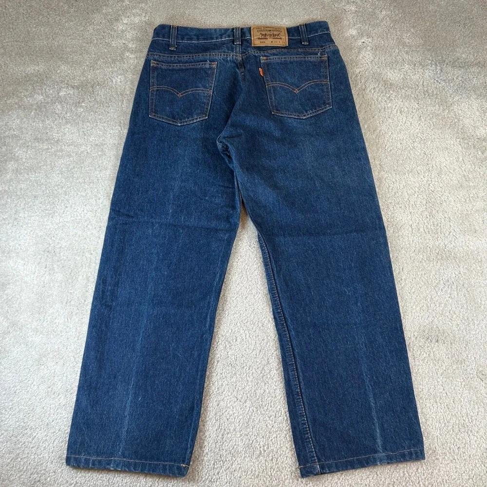 Vintage 90s Levi's 505 Jeans Mens 33x29 Dark Wash Orange Tab Fits 31x26 Straight